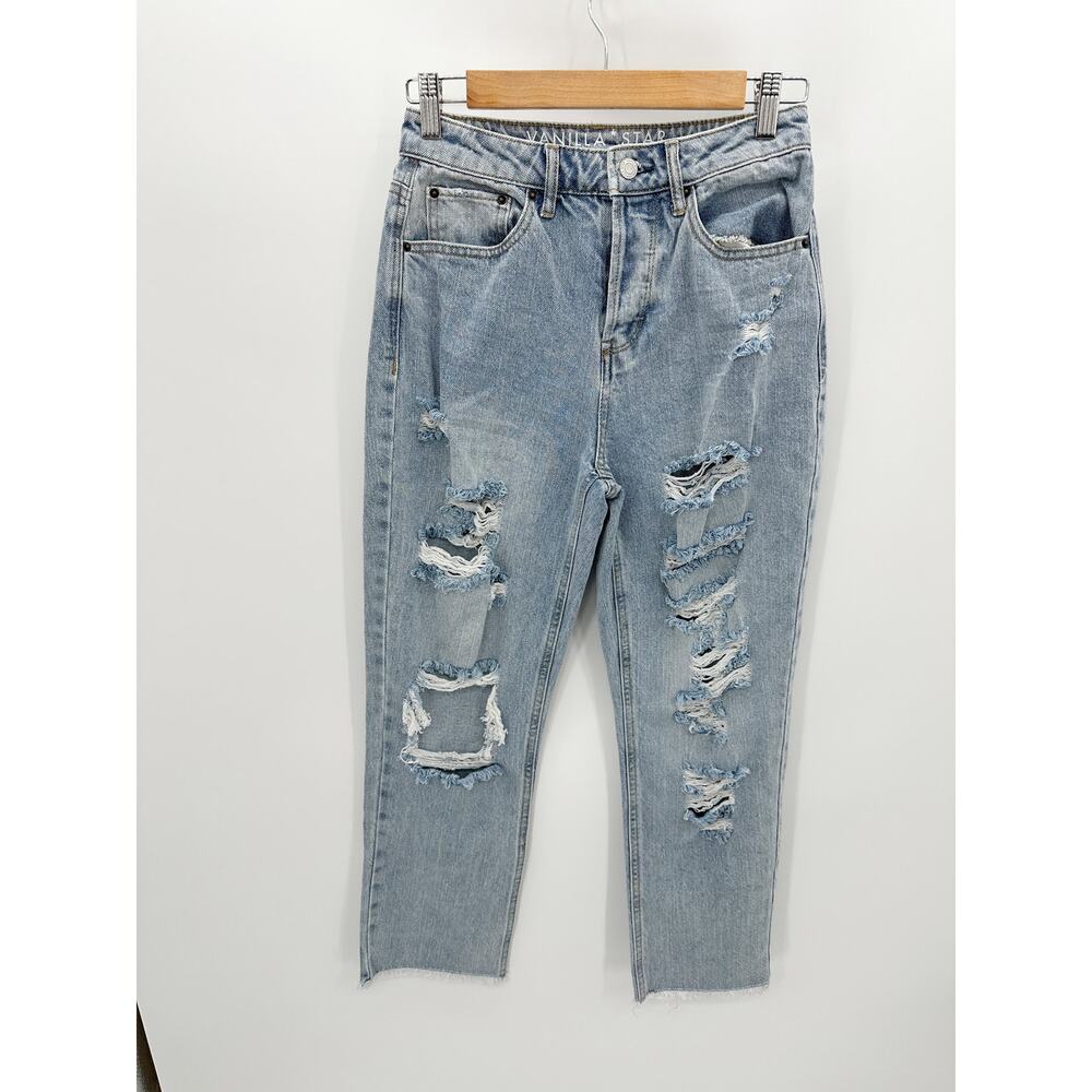 Vanilla Star Jeans Junior 3 Blue 90s Boyfriend Light Wash Distressed V23197-1Z